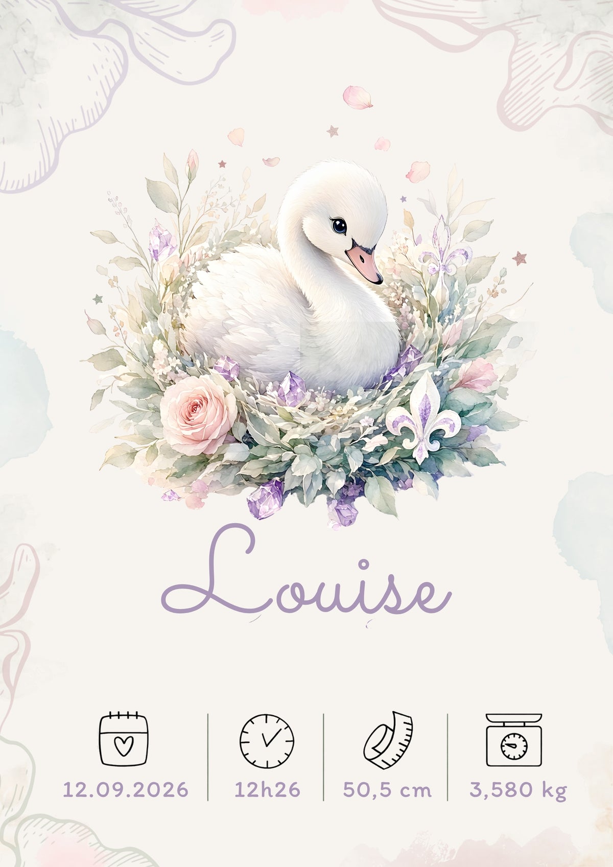 Affiche de naissance personnalisée Louise