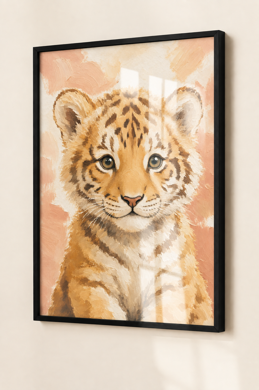 Affiche bébé tigre encadrée – chambre d'enfant prête à accrocher