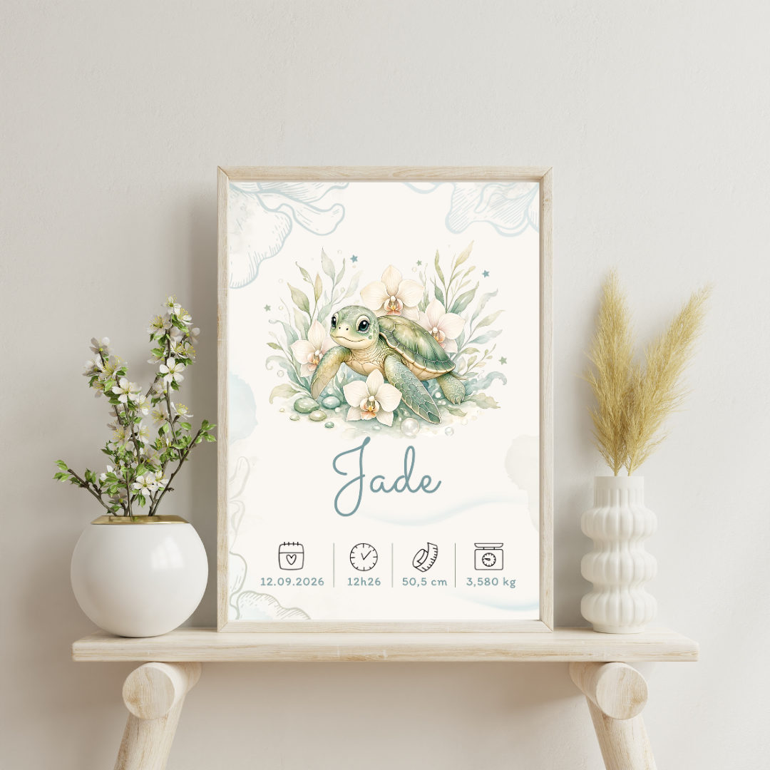 Affiche de naissance Jade personnalisée – Fichier numérique