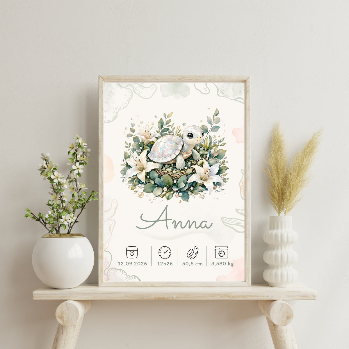 Affiche de naissance Anna personnalisée – fichier numérique