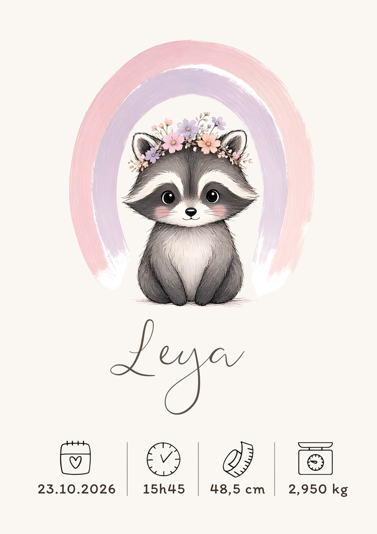 Affiche raton laveur personnalisée – Animal totem, fichier numérique