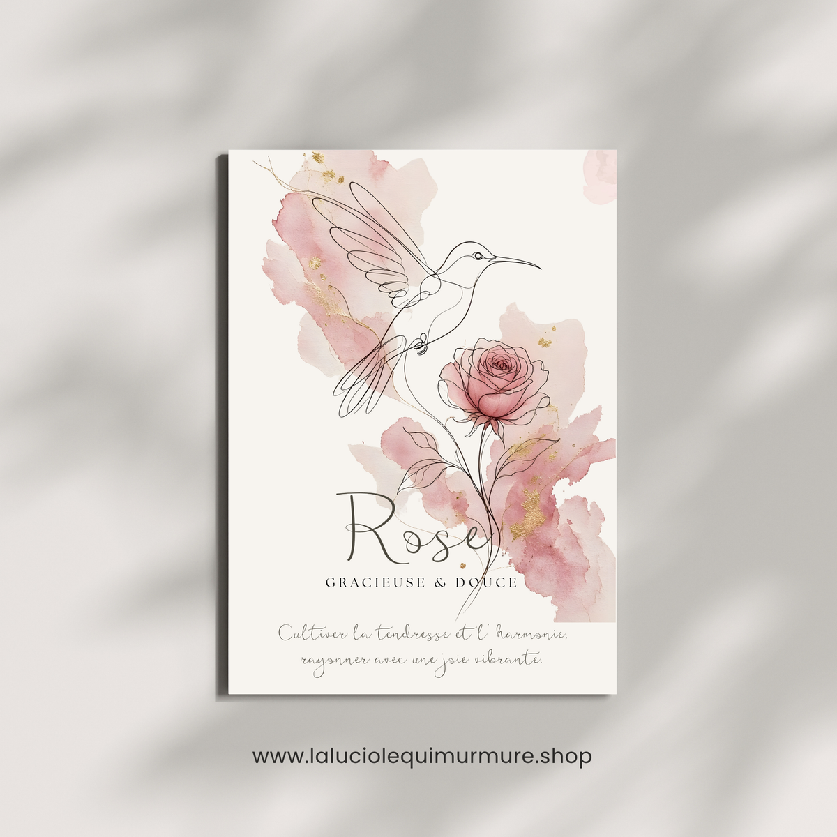 Affiche symbolique du prénom Rose – Fichier numérique à imprimer
