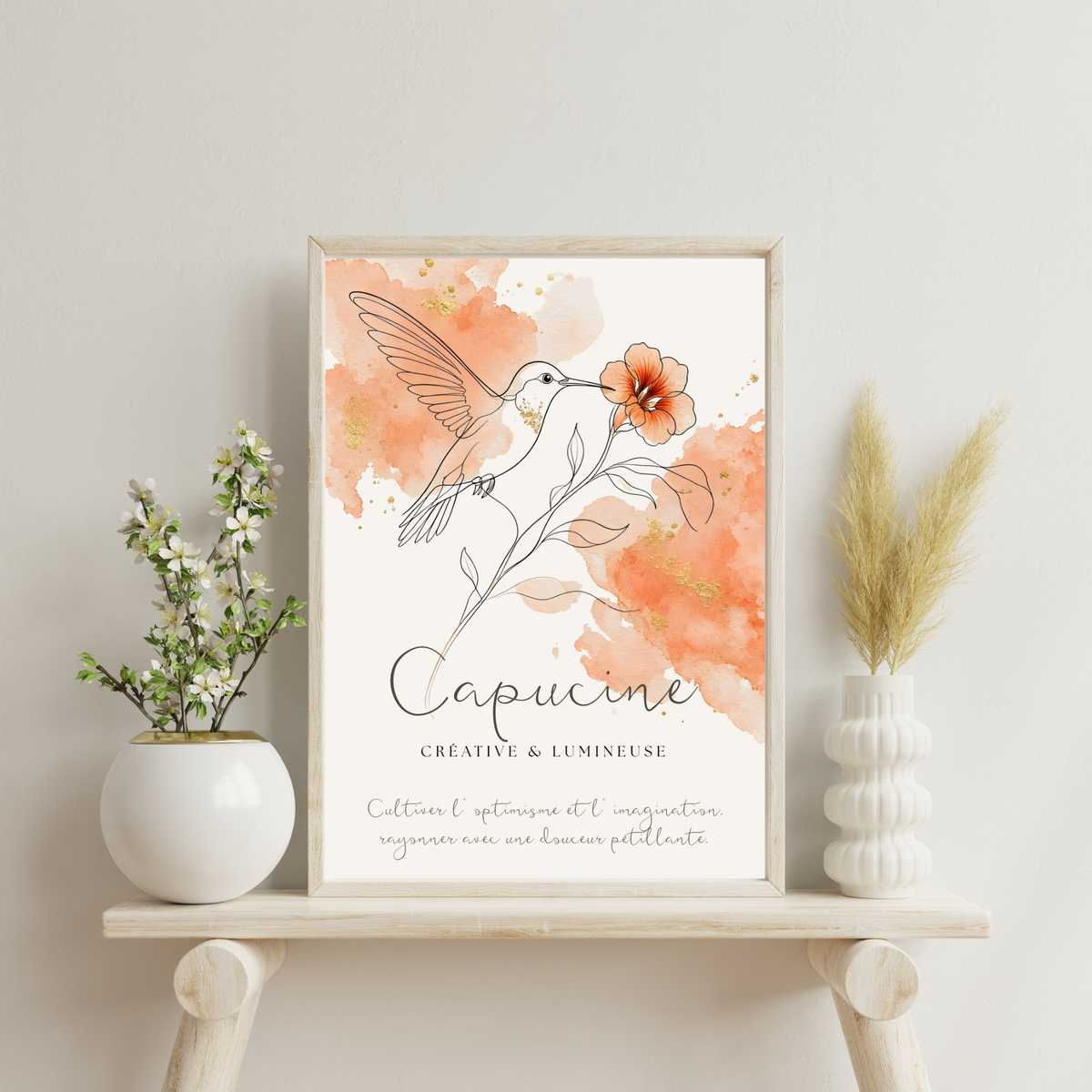 Affiche symbolique du prénom Capucine – Fichier numérique à imprimer