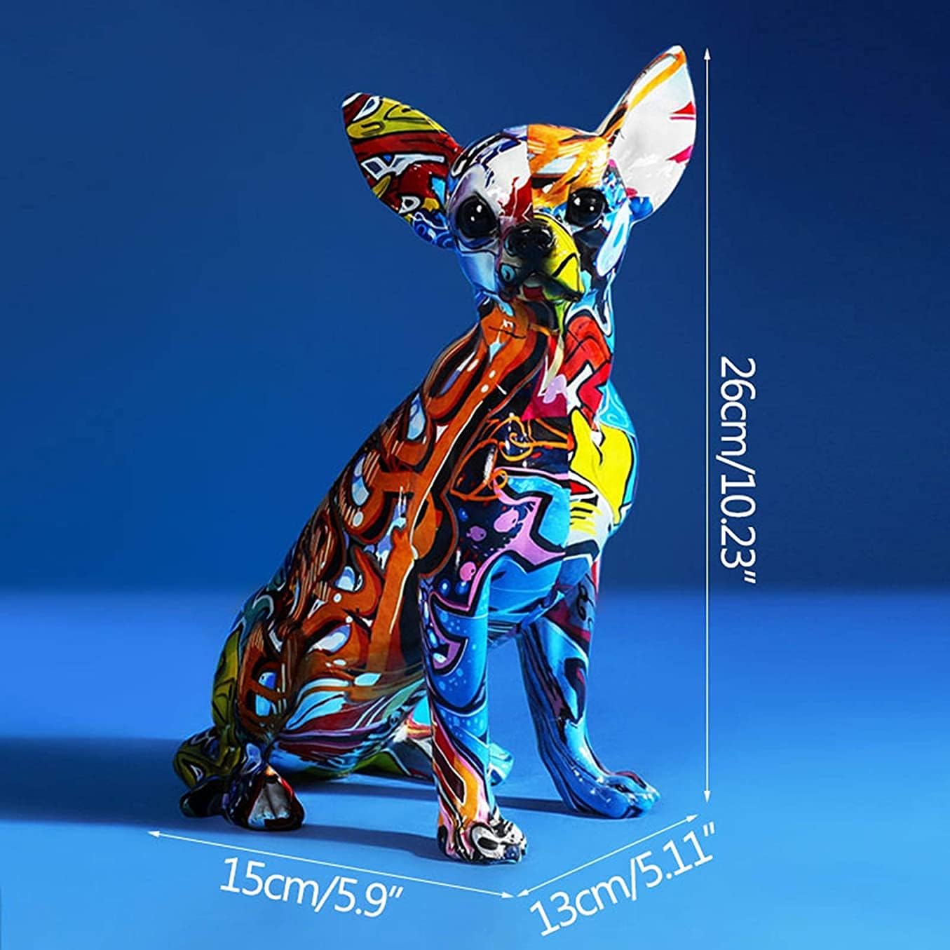 Figurine Chihuahua en Résine – Statuette Décorative Peinte à la Main