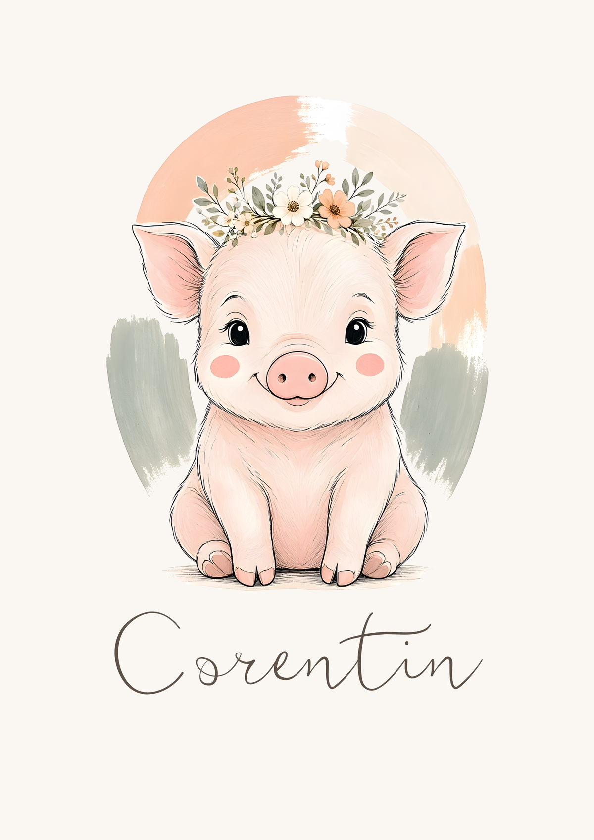 Affiche cochon personnalisée – Animal totem