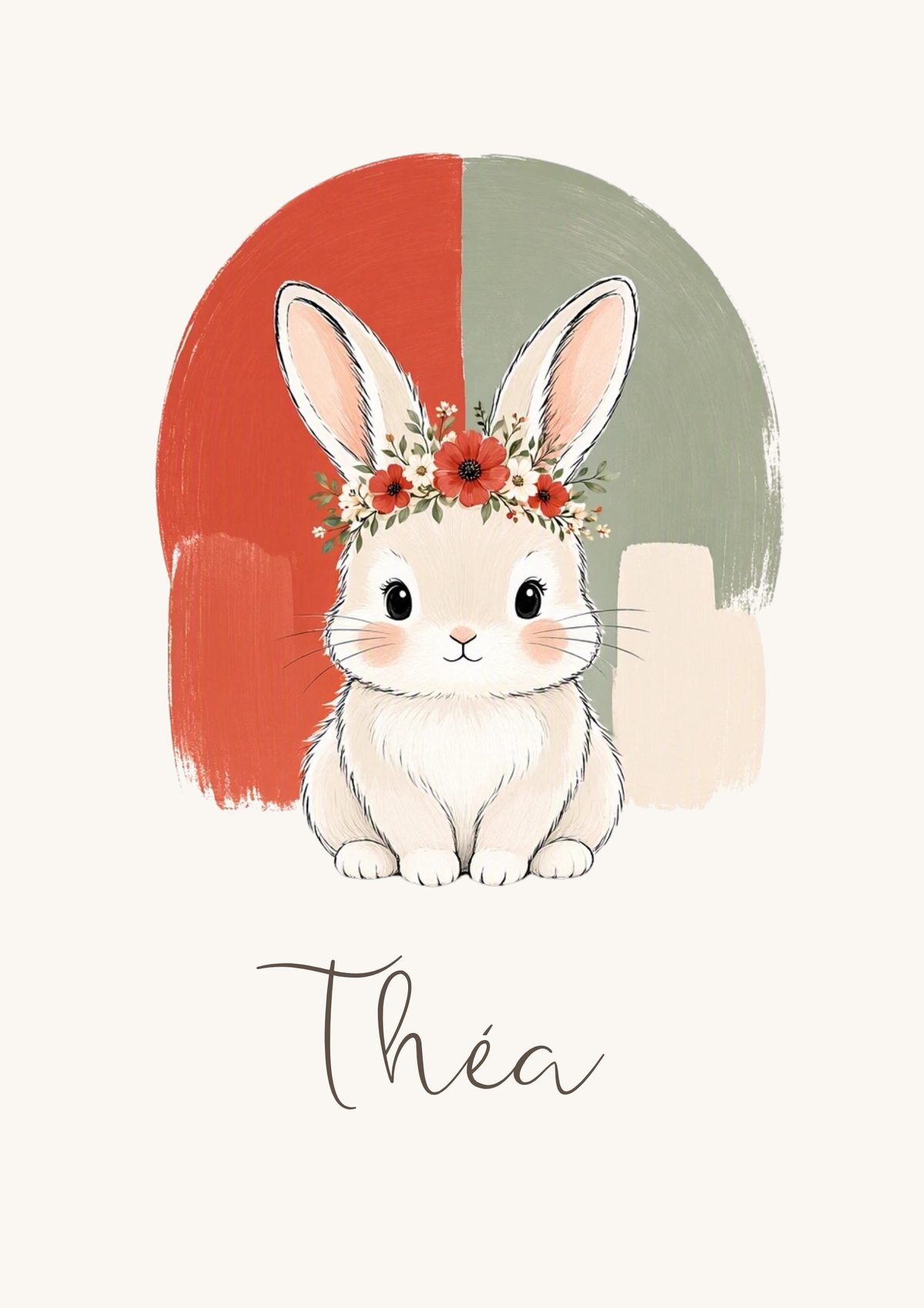Affiche lapin coquelicot personnalisée – Animal totem, fichier numérique