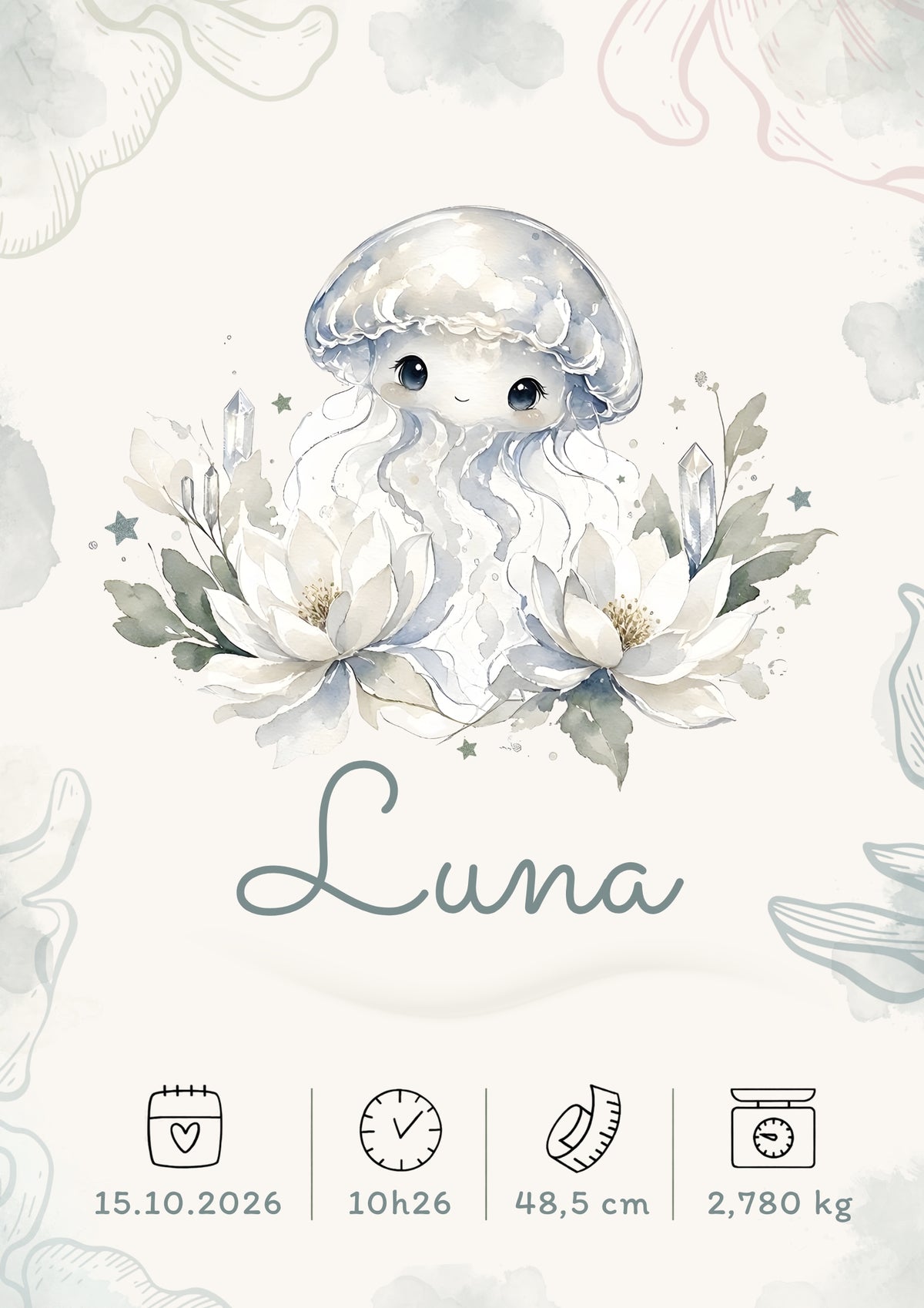 Affiche de naissance Luna personnalisée