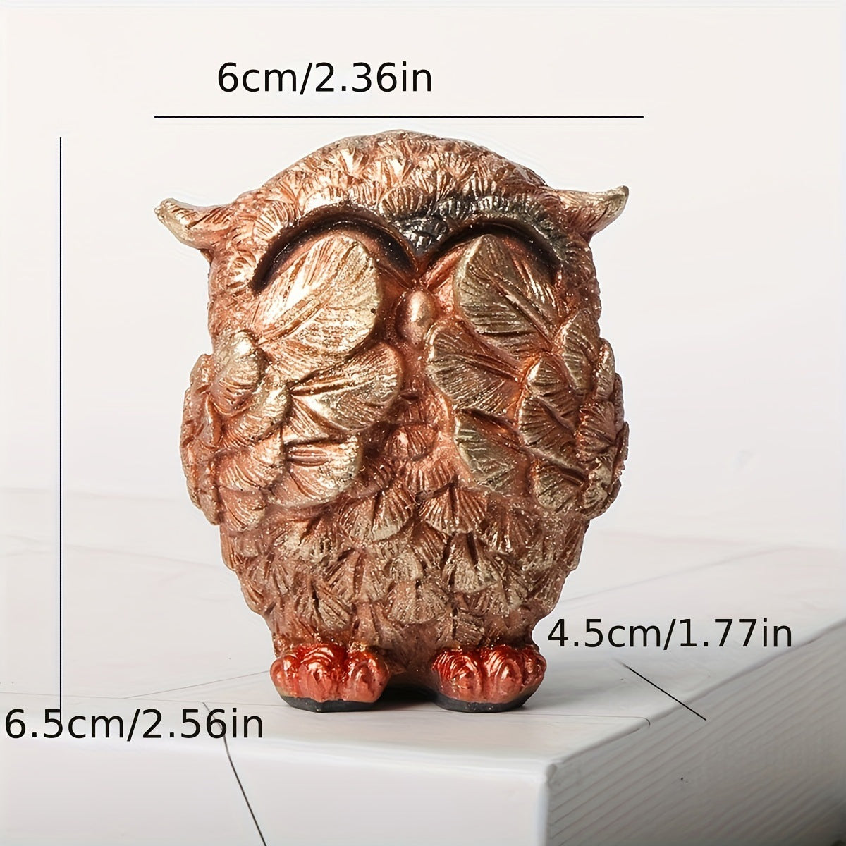 Set de 3 Chouettes Dorées en Résine – Statuettes Décoratives Peintes à la Main