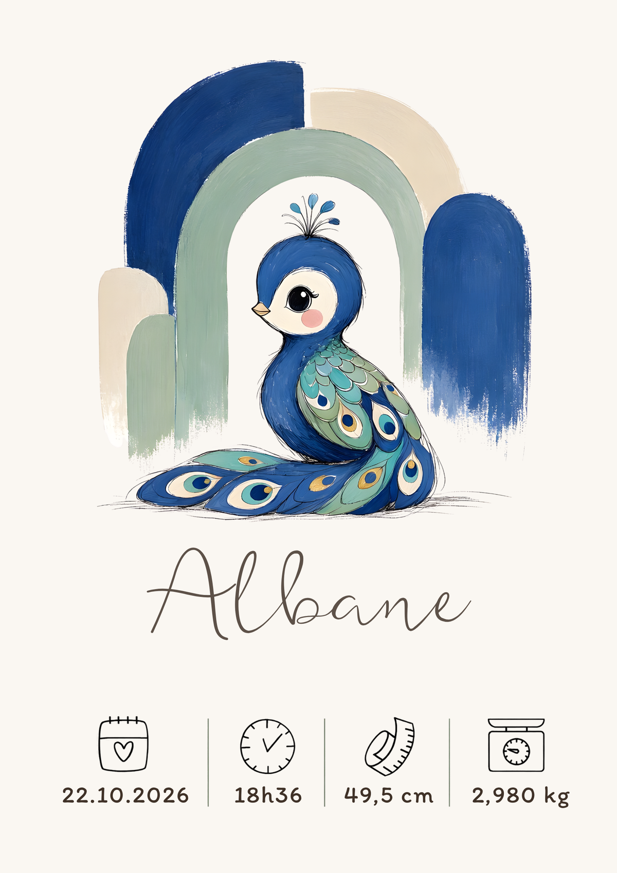 Affiche paon personnalisée – Animal totem