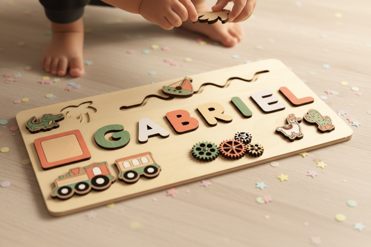 Puzzle Éveil Poétique - Safari et Explorateurs - Prénom Personnalisé