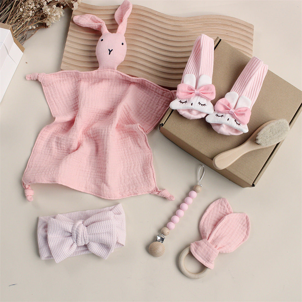 Coffret cadeau bébé fille avec peluche lapin rose et accessoires - idée cadeau original de naissance