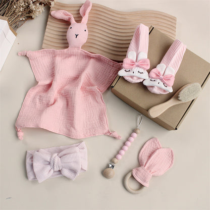 Coffret cadeau bébé fille avec peluche lapin rose et accessoires - idée cadeau original de naissance