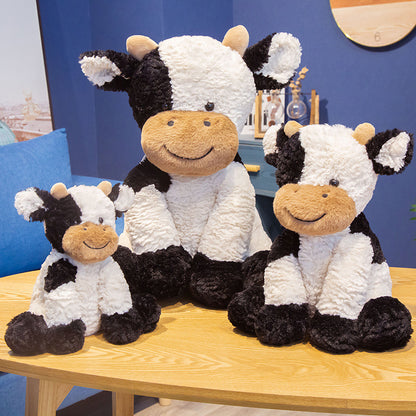 peluche vache noire et blanche - idee cadeau enfant - theme animaux de la ferme