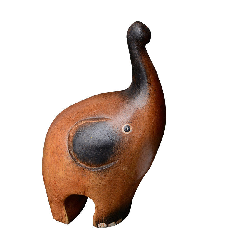 Éléphant bois sculpté vue de profil trompe levée – modèle B 15 cm, sculpture semi-artisanale symbole de chance et protection - cadeau symbolique