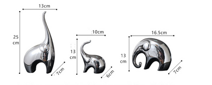 Fiche dimensions trio éléphants céramique – grand 25 cm, moyen 13 cm, petit 13 cm