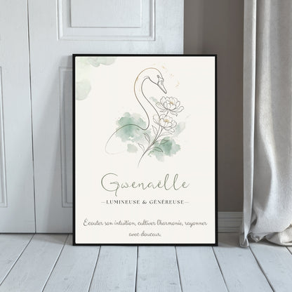 Affiche symbolique du prénom Gwenaëlle – Fichier numérique à imprimer