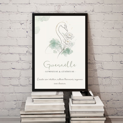 Affiche symbolique du prénom Gwenaëlle – Fichier numérique à imprimer