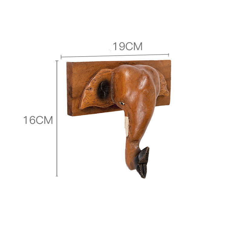 Porte-manteau bois massif éléphant vue de profil – grain naturel chaleureux, crochet décoratif mural