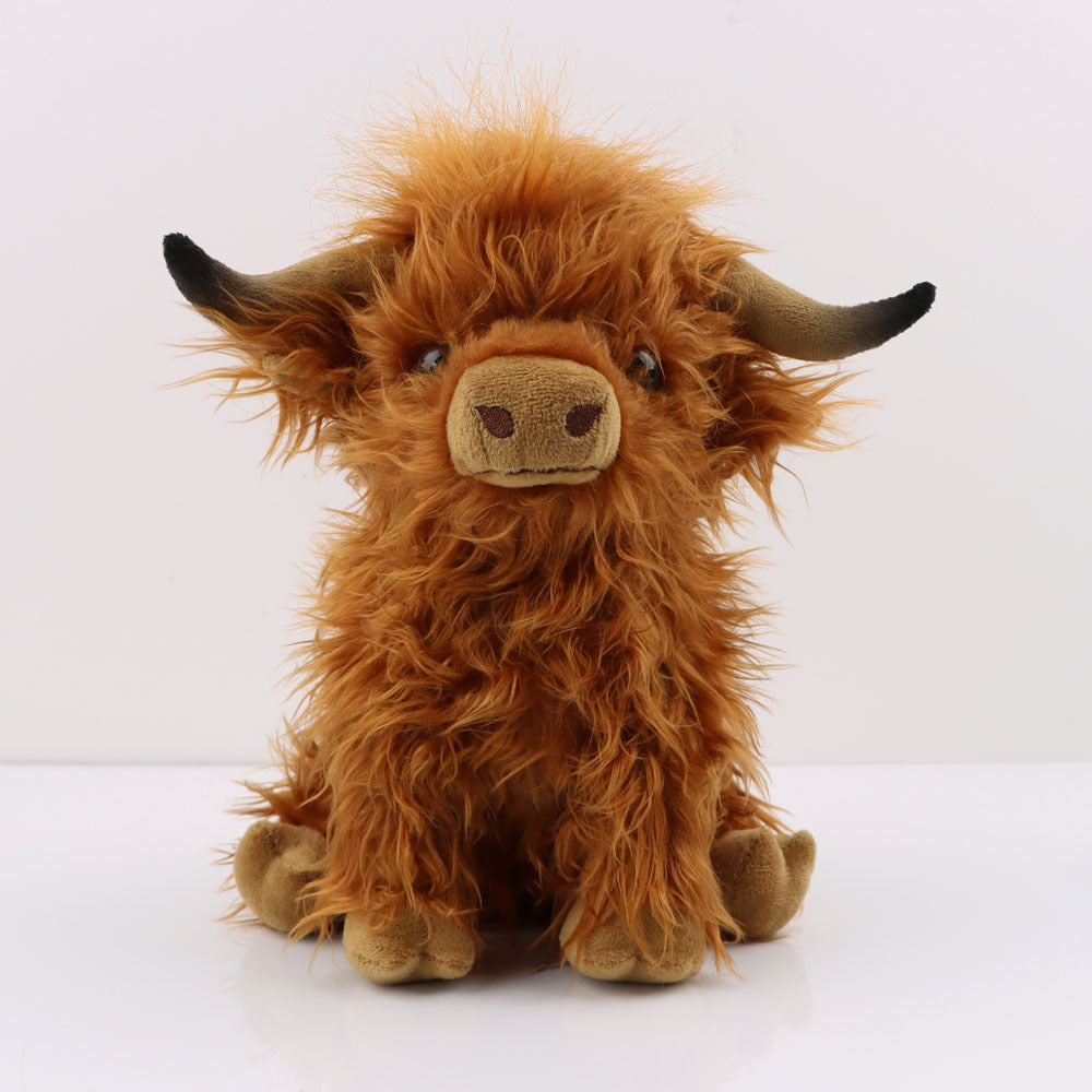 Peluche Vache Highland Écossaise – Doudou Longs Poils Doux 25 cm