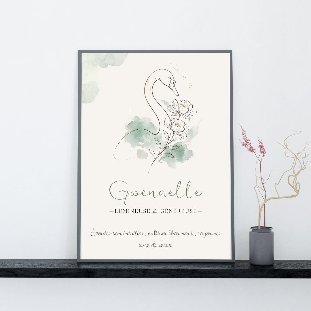 Affiche symbolique du prénom Gwenaëlle – Fichier numérique à imprimer