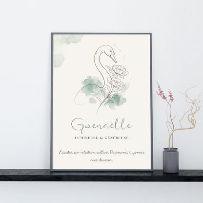 Affiche symbolique du prénom Gwenaëlle – Fichier numérique à imprimer