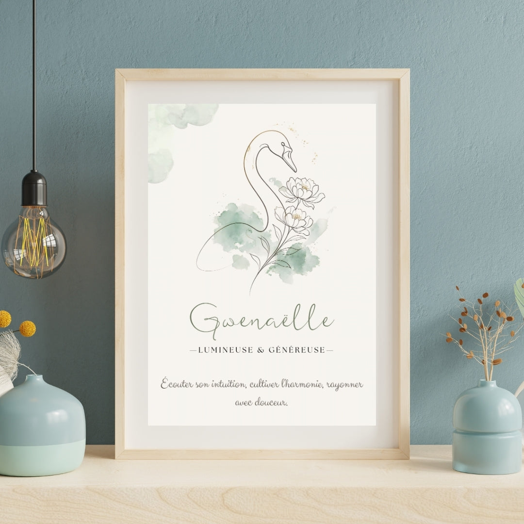 Affiche symbolique du prénom Gwenaëlle – Fichier numérique à imprimer
