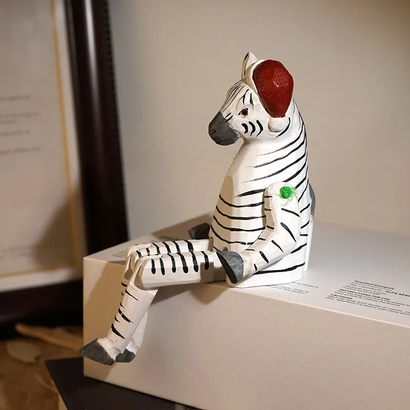 Zèbre en bois articulé – Édition Noël