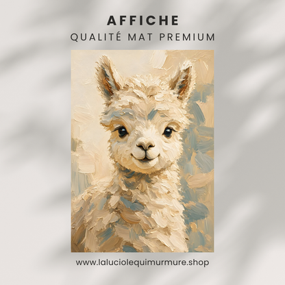 Poster bébé lama – affiche chambre d'enfant sans cadre