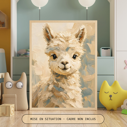 Poster bébé lama – affiche chambre d'enfant sans cadre