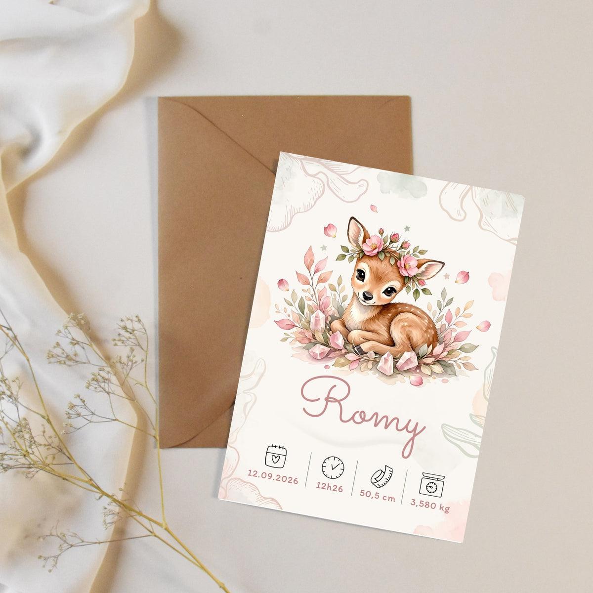 Affiche de naissance Romy personnalisée – fichier numérique