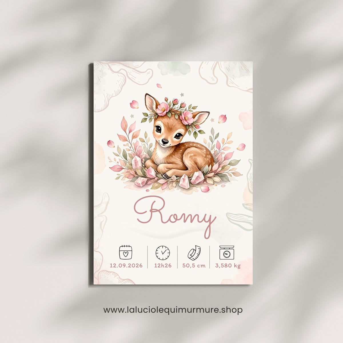 Affiche de naissance Romy personnalisée – fichier numérique