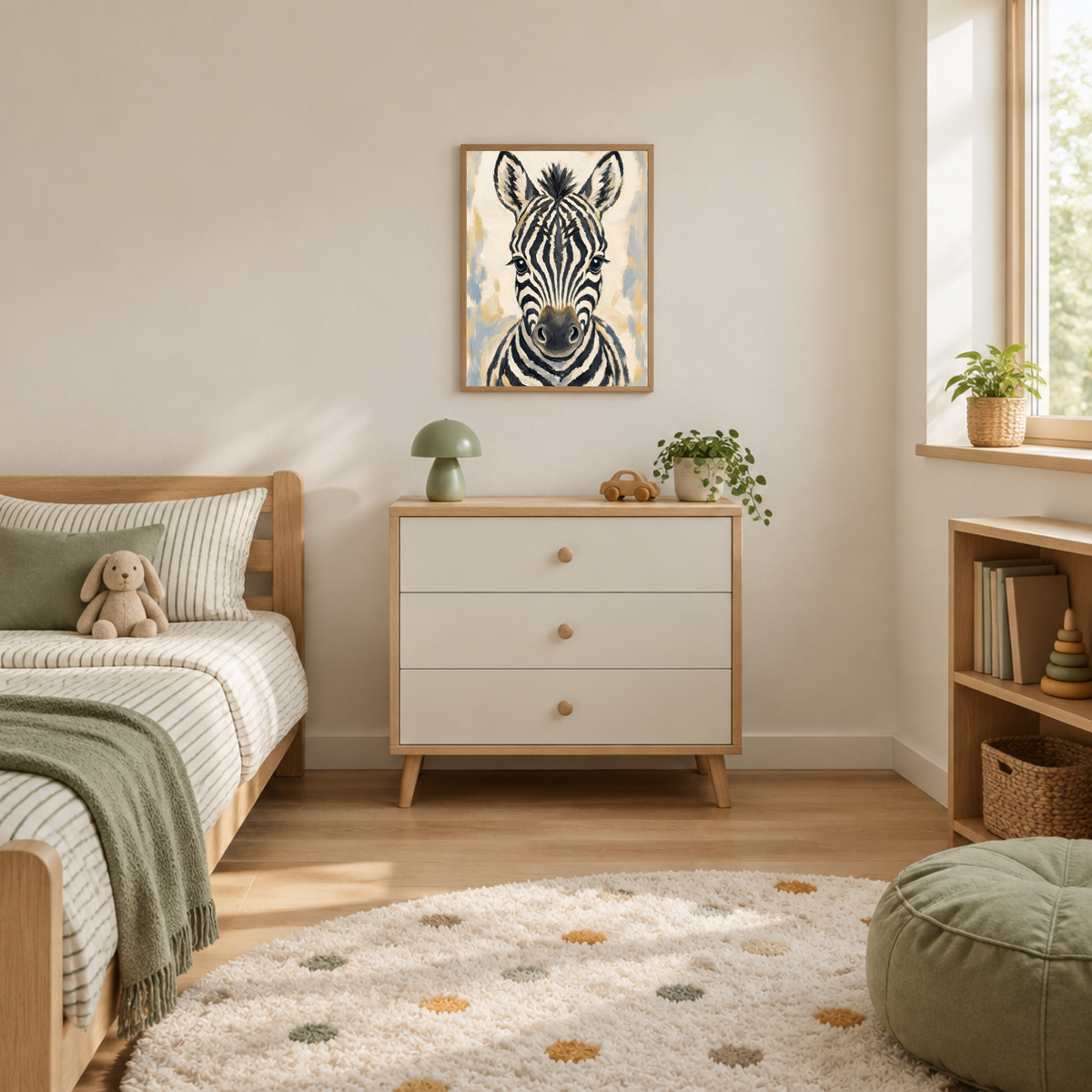 Affiche bébé zèbre encadrée – chambre d'enfant prête à accrocher