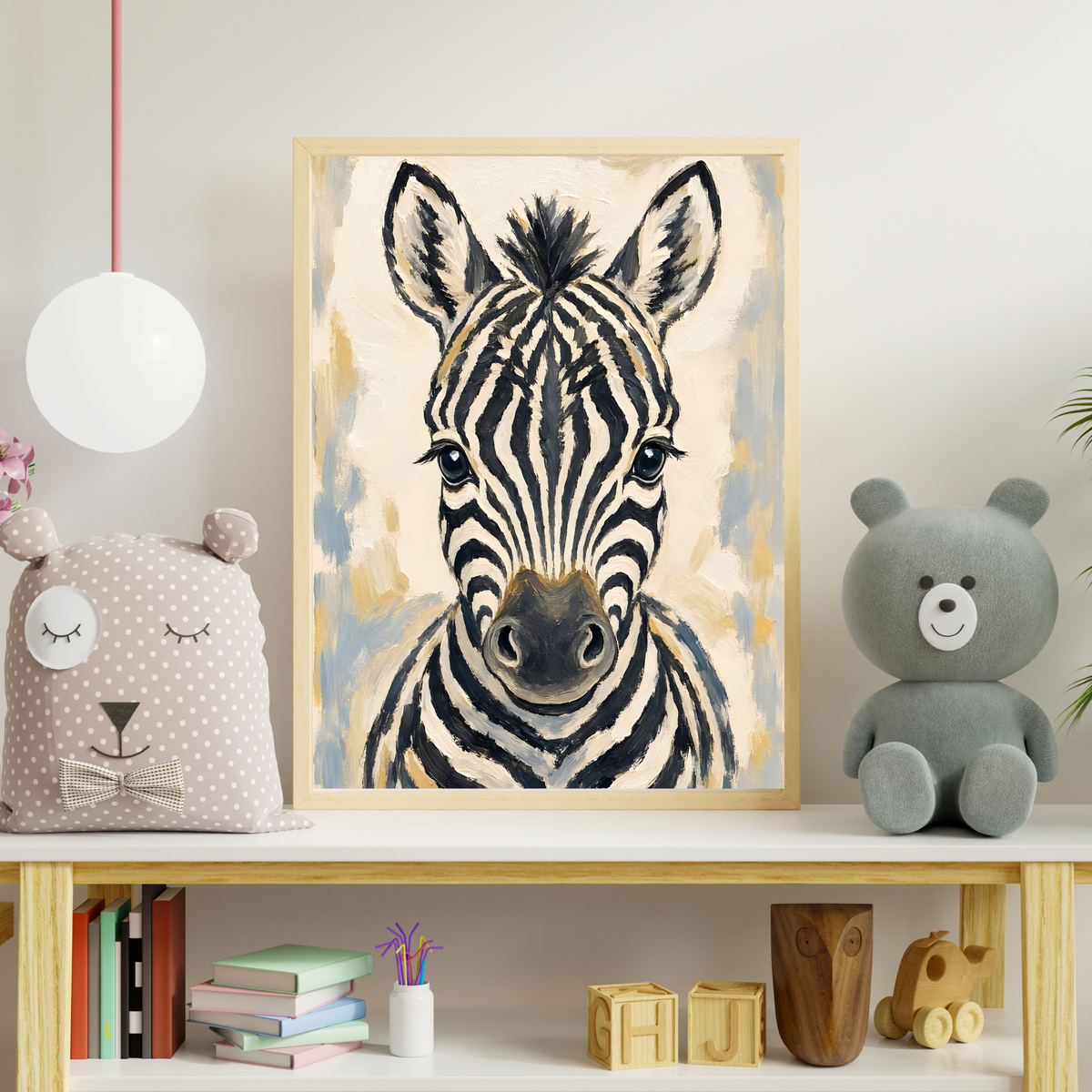 Affiche bébé zèbre encadrée – chambre d'enfant prête à accrocher