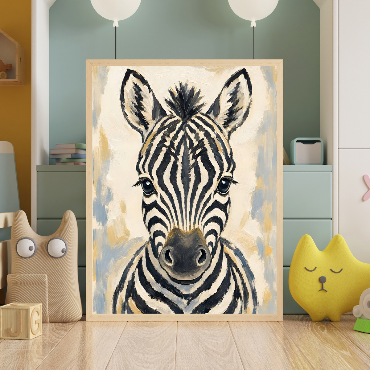 Affiche bébé zèbre encadrée – chambre d'enfant prête à accrocher