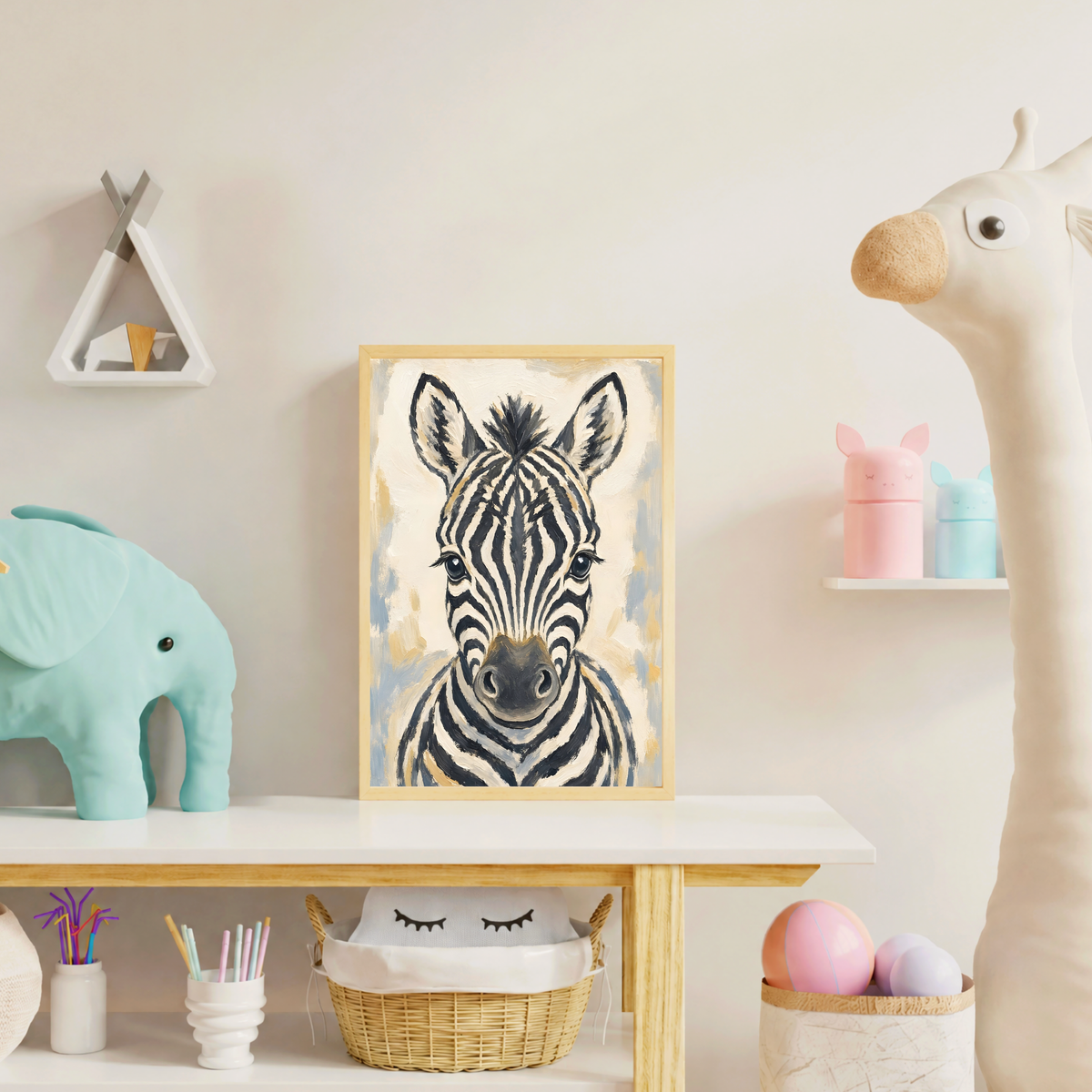 Affiche bébé zèbre encadrée – chambre d'enfant prête à accrocher