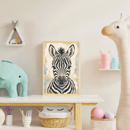 Affiche bébé zèbre encadrée – chambre d'enfant prête à accrocher