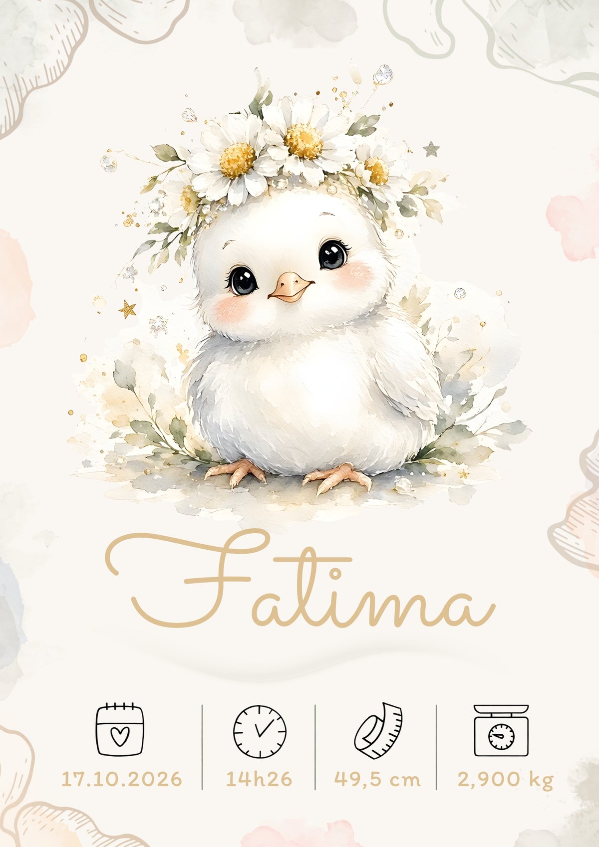 Affiche de naissance Fatima personnalisée