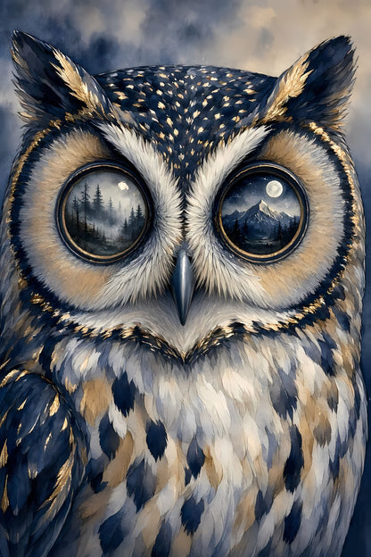 Affiche hibou artistique | Poster, téléchargement et cadre Plexiglas