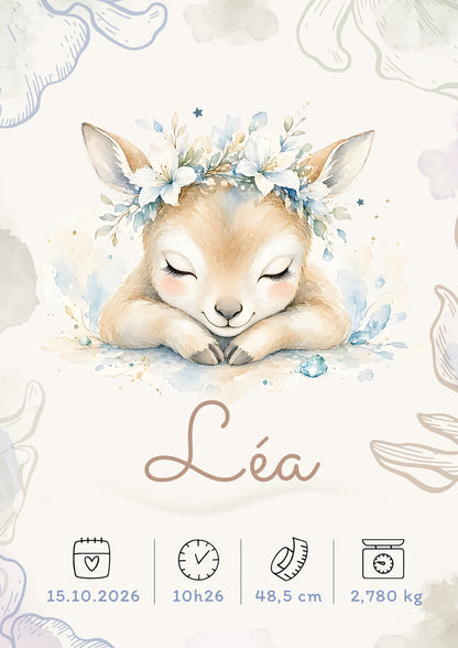 Affiche de naissance Léa personnalisée – fichier numérique