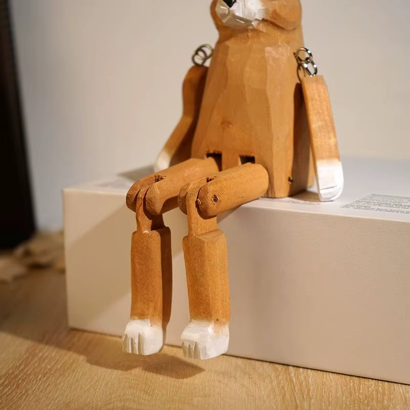 Lapin marron en bois articulé : une figurine pleine de douceur et de poésie