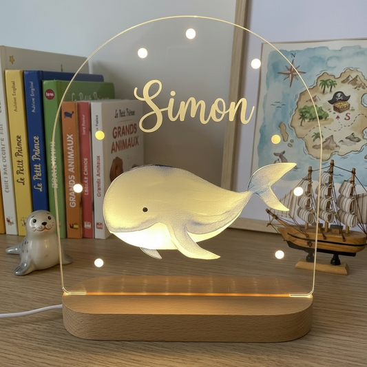Veilleuse acrylique à personnaliser - La baleine
