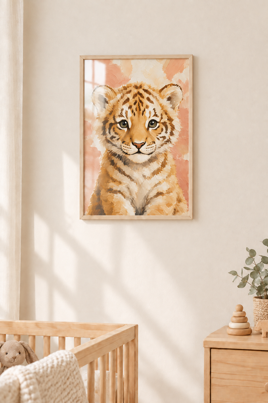 Affiche bébé tigre encadrée – chambre d'enfant prête à accrocher