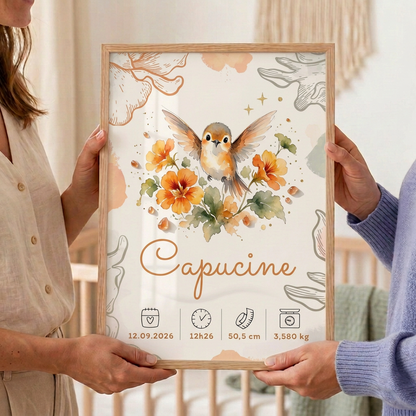 Affiche Capucine encadrée offerte en cadeau