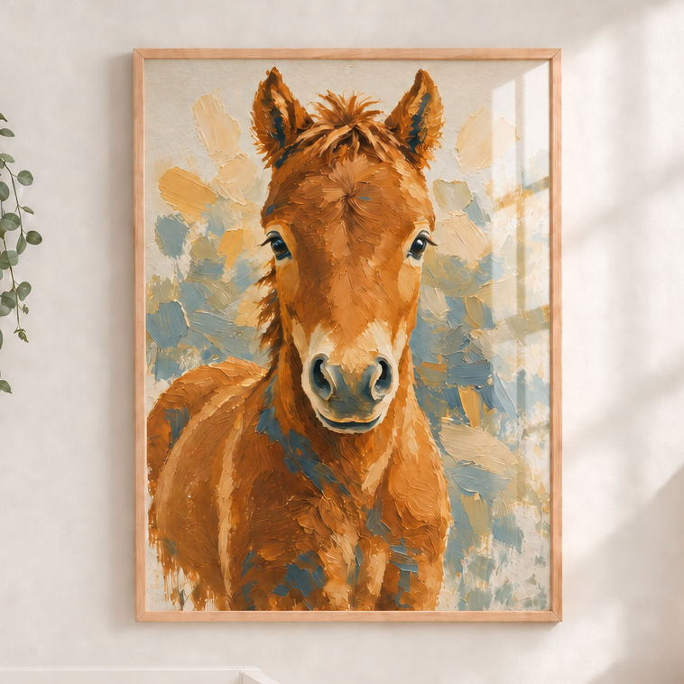 Affiche cheval protégée par du plexiglas