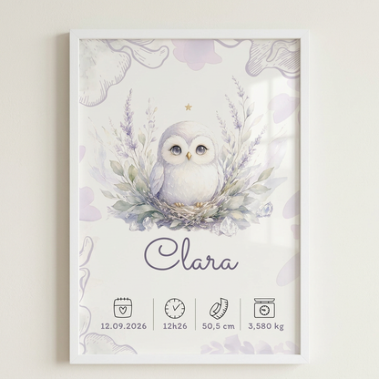 Affiche Clara dans un cadre blanc avec plexiglas