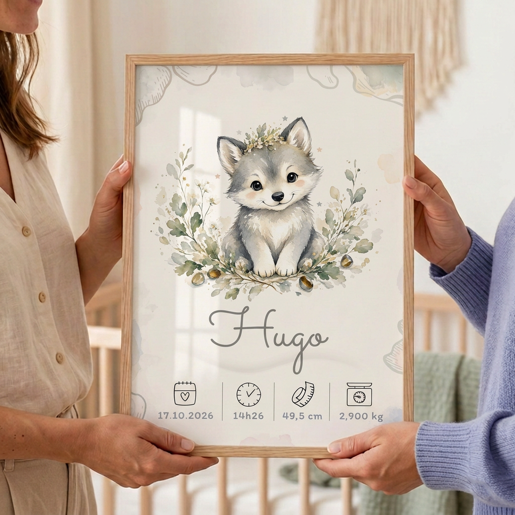 Affiche Hugo encadrée offerte en cadeau