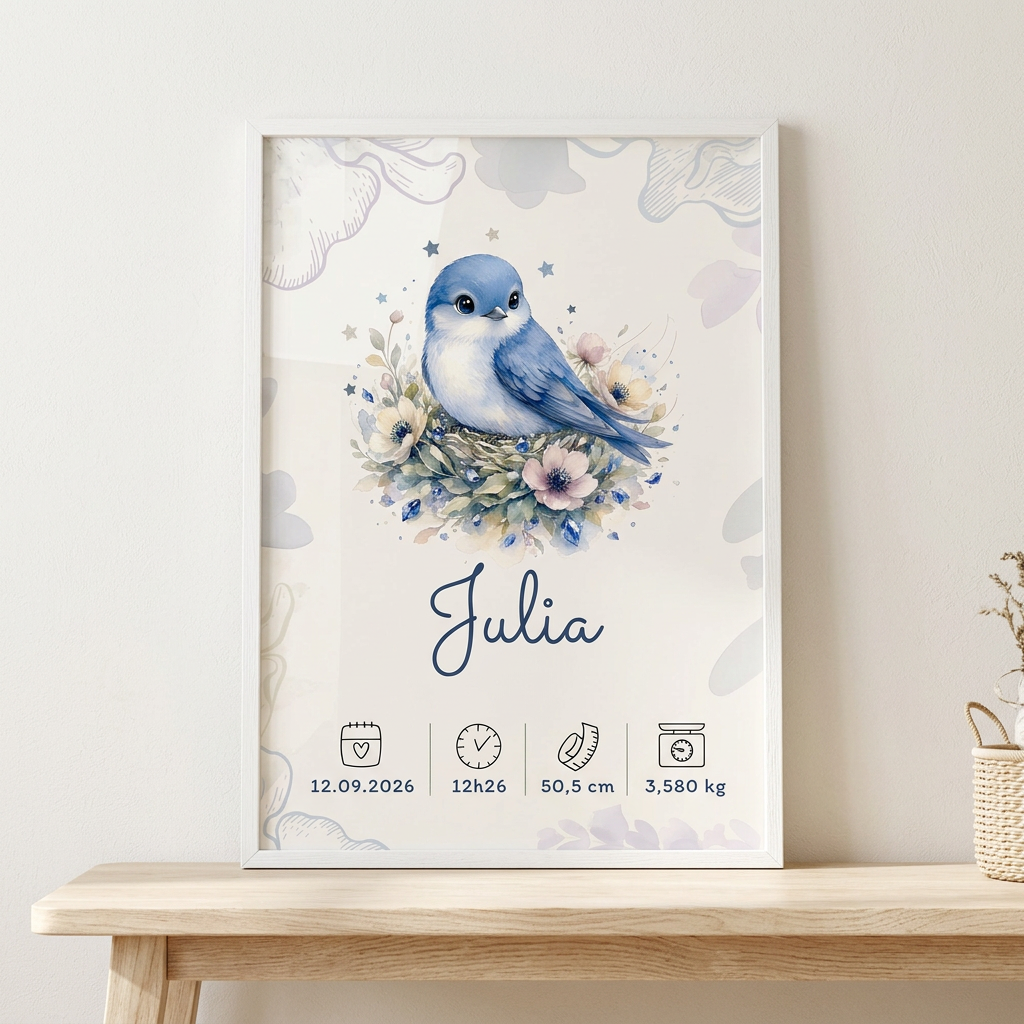 Affiche Julia dans un cadre blanc avec plexiglas transparent