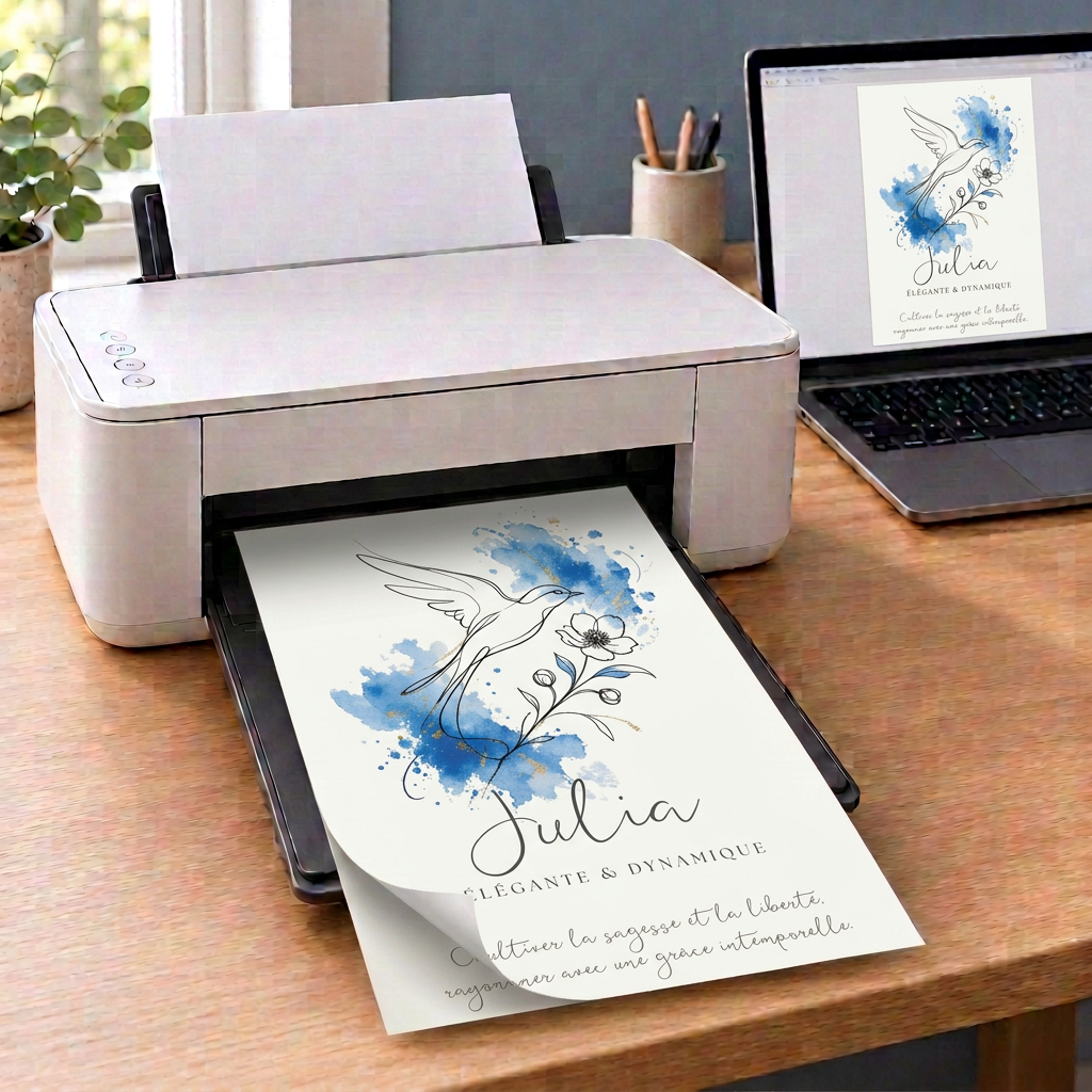 Affiche Julia sur l’écran et à la sortie de l’imprimante
