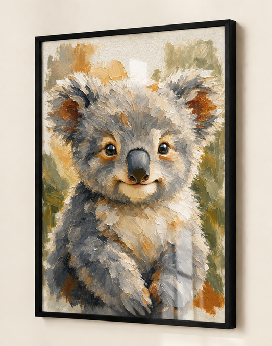 affiche koala encadré avec plexiglas - décoration murale pour chambre enfant - theme animal