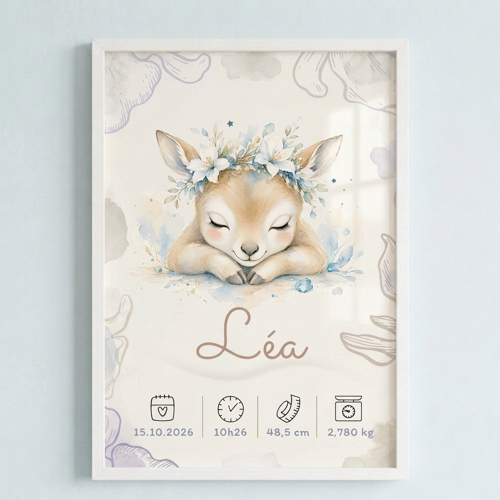 Affiche Léa dans un cadre blanc au mur